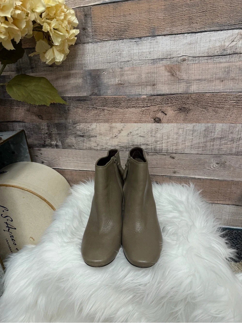 Tory Burch Taupe  Leather Ankle Booties